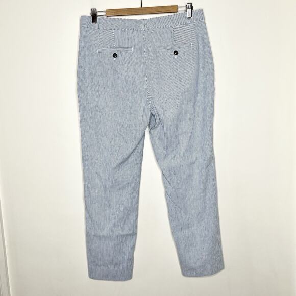 Banana Republic Avery Striped Pants Blue White Womens 8 Preppy Nautical Linen - Picture 5 of 8